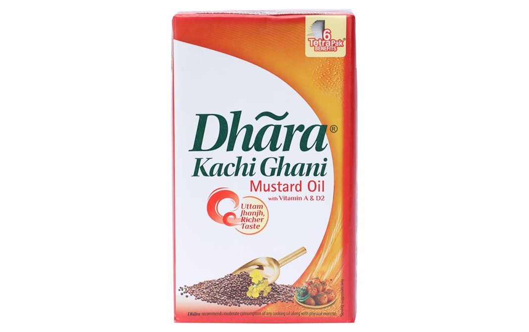 Dhara Kachi Ghani Mustard Oil   Tetra Pack  1 litre